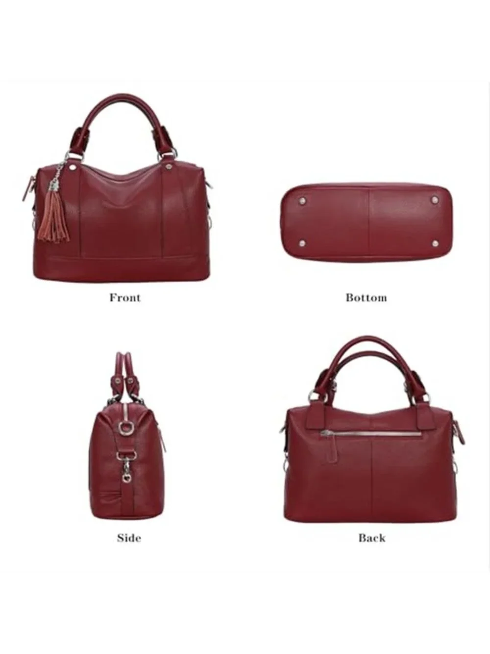 Womens Genuine Leather Purse Satchel Tote Crossbody Handbag Wine Shoulder Bag
